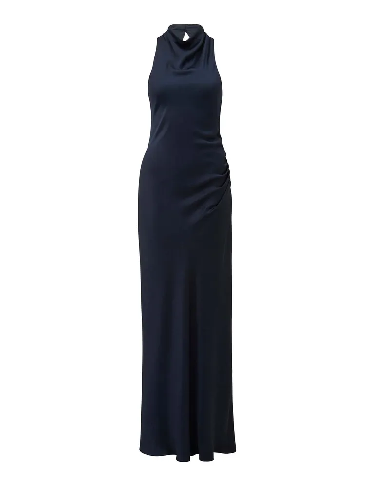 Michelle Open-Back Satin Maxi Dress Navy - 0 to 12 Women's Event Dresses