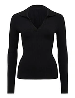 Paris V-Neck Polo Long Sleeve Top
