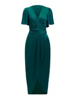 Estelle Flutter-Sleeve Midi Dress Navy - 0 to 12 Women's Event Dresses