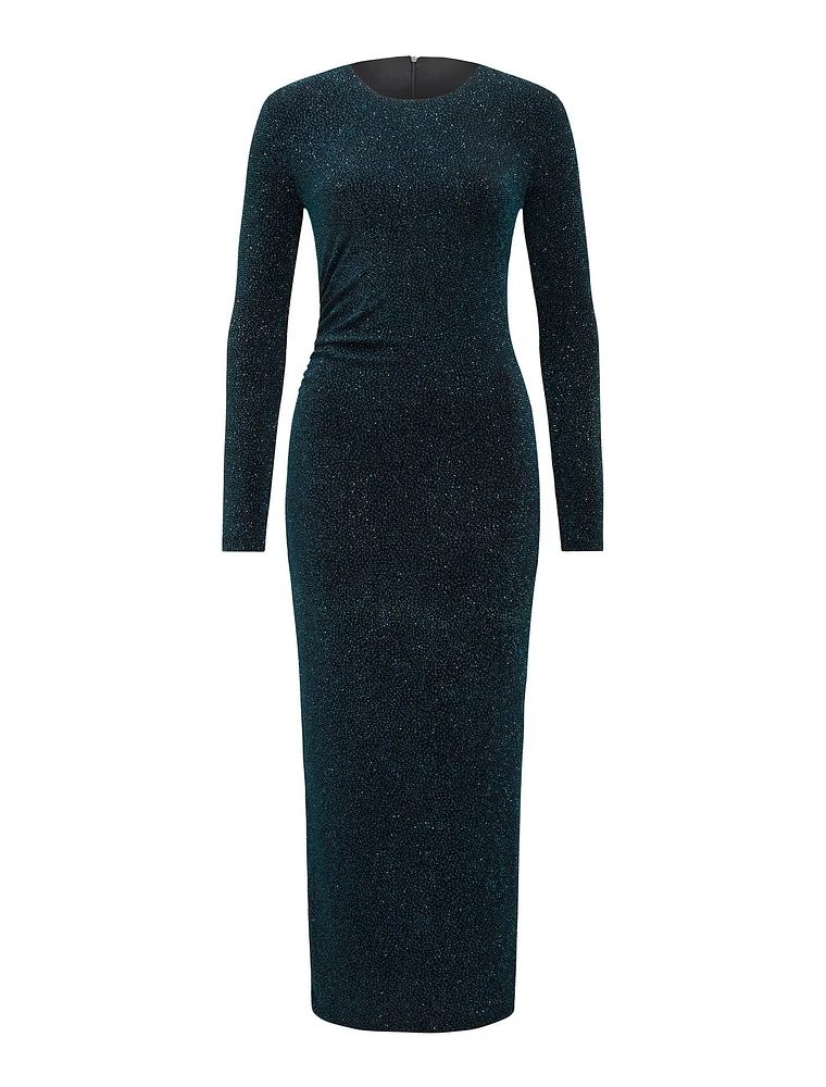 Monica Ruched Glitter Bodycon Dress Dark Green - 0 to 12 Women's Event Dresses