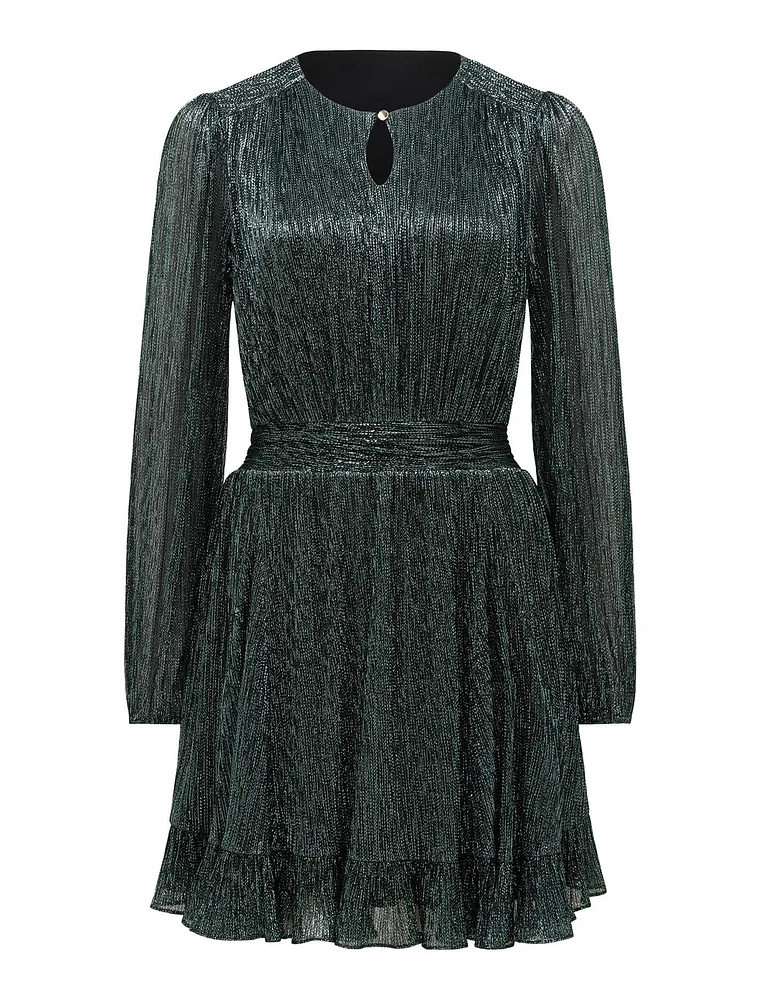 Stevie Plisse Mini Dress Dark Green - 0 to 12 Women's Occasion Dresses