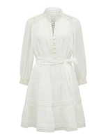 Cecilia Crochet Trim Mini Dress White - 0 to 12 Women's Dresses
