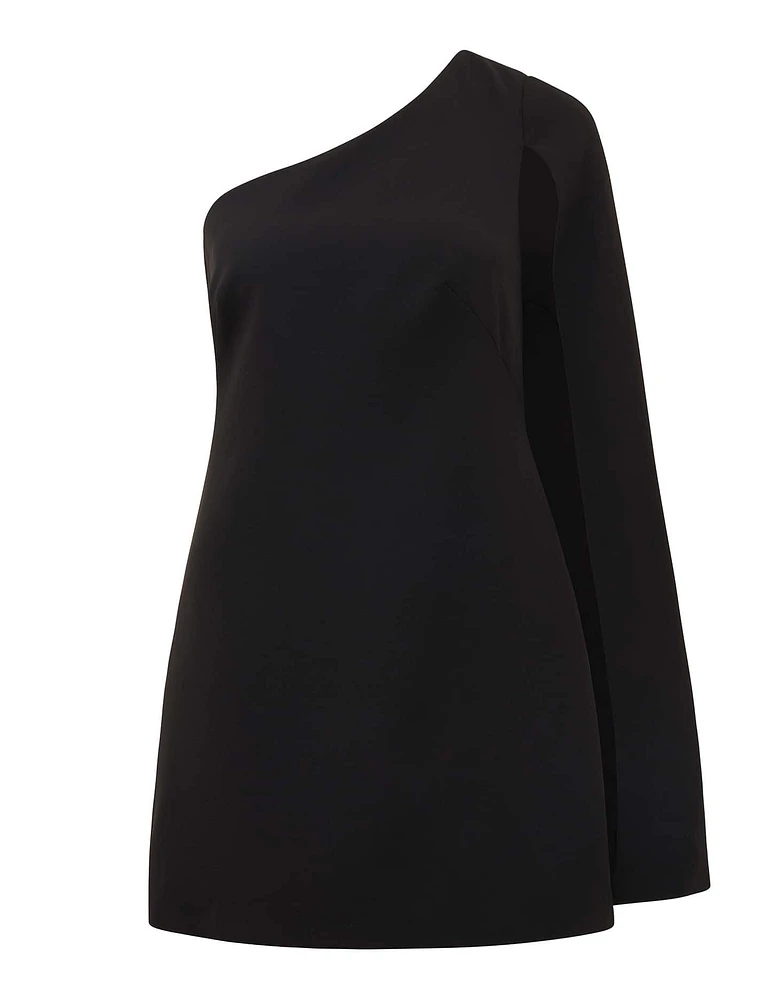 Hartley Asymmetrical Cape Mini Dress Black - 0 to 12 Women's Event Dresses