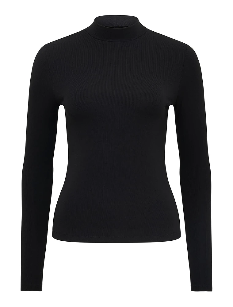 Candice High-Neck Rib Top