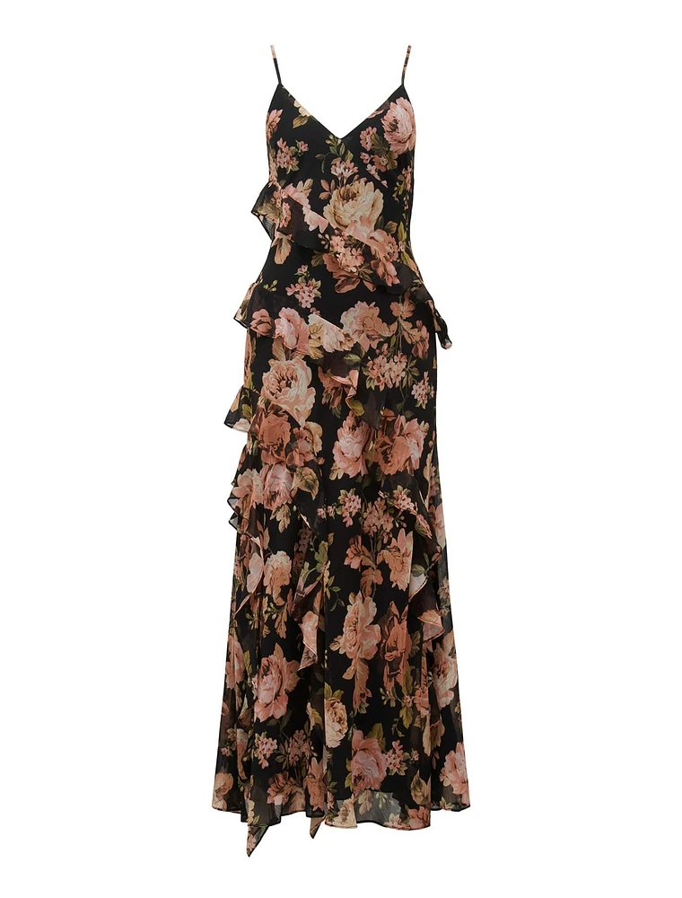 Poppy Petite Ruffle Gown Floral Print - 0 to 12 Women's Occasion Dresses