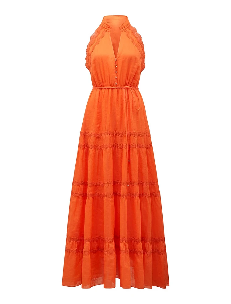 Faye Trim Detail Dress Orange - 0 to 12 Women's Occasion Dresses