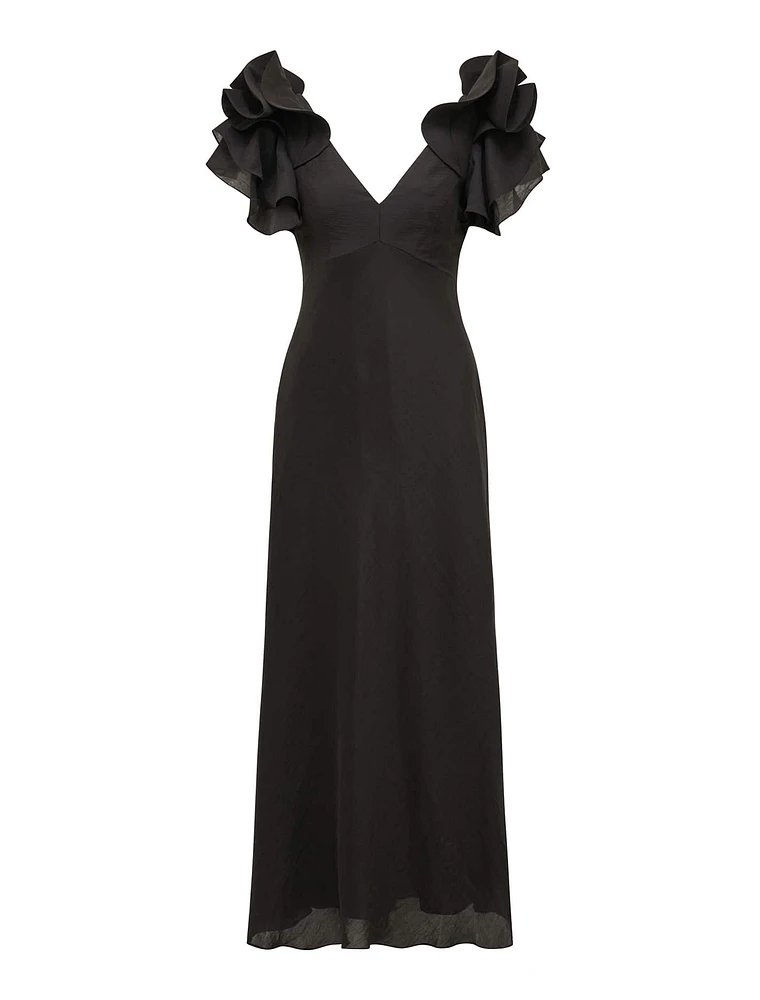 Rylie Ruffle-Sleeve Dress Black - 0 to 12 Women's Event Dresses