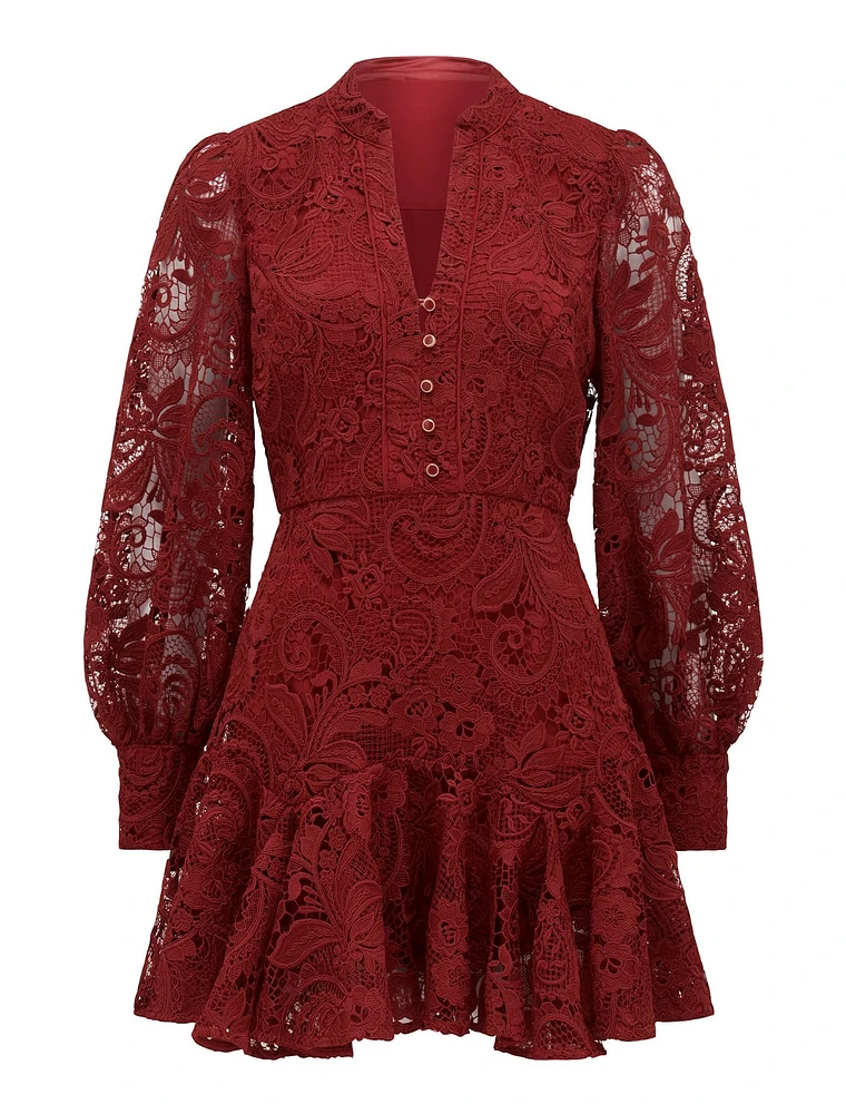 Iris Lace Mini Dress Red - 0 to 12 Women's Dresses