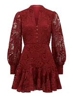 Iris Lace Mini Dress Red - 0 to 12 Women's Dresses