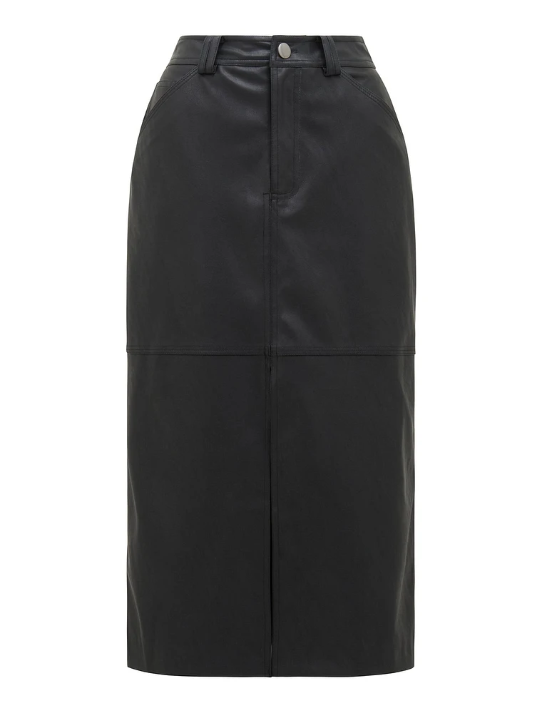 Tiana Vegan Leather Midi Skirt