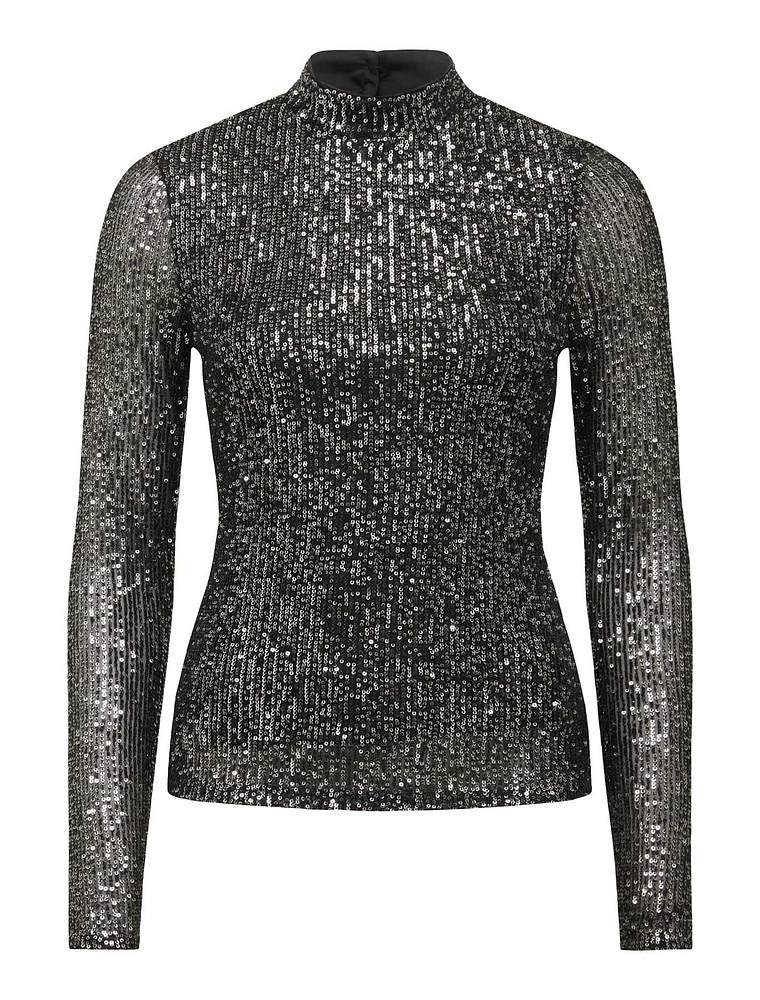 Anthea High Neck Sequin Top