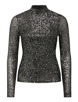 Anthea High Neck Sequin Top