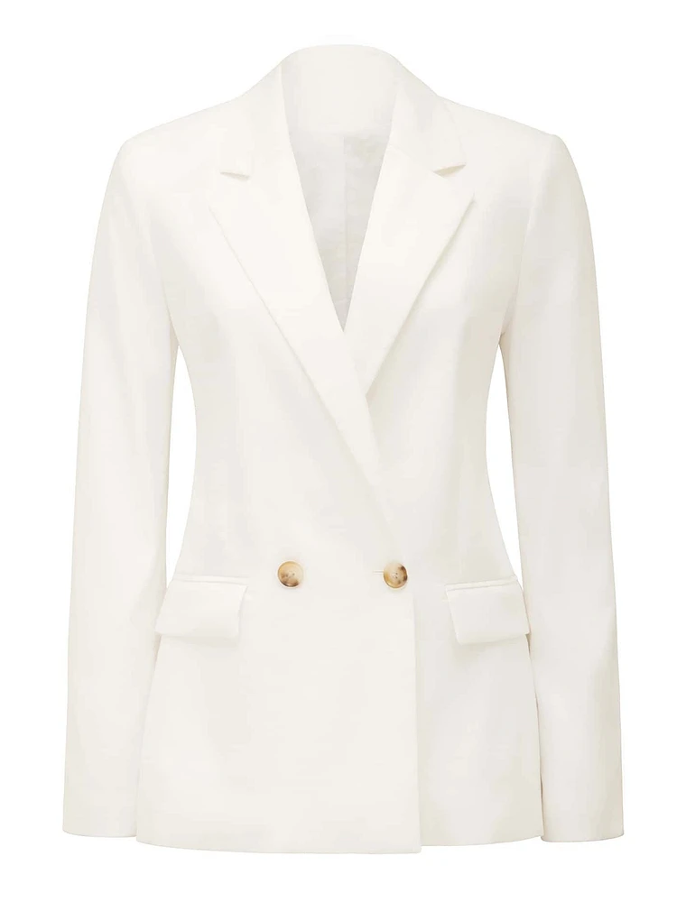 Alex Double-Breasted Blazer White - 0 to 12 Women's Blazers