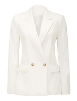 Alex Double-Breasted Blazer White - 0 to 12 Women's Blazers