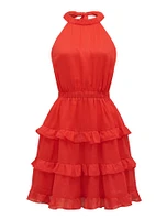 Lily-Rose Halter Neck Mini Dress Red - 0 to 12 Women's Event Dresses