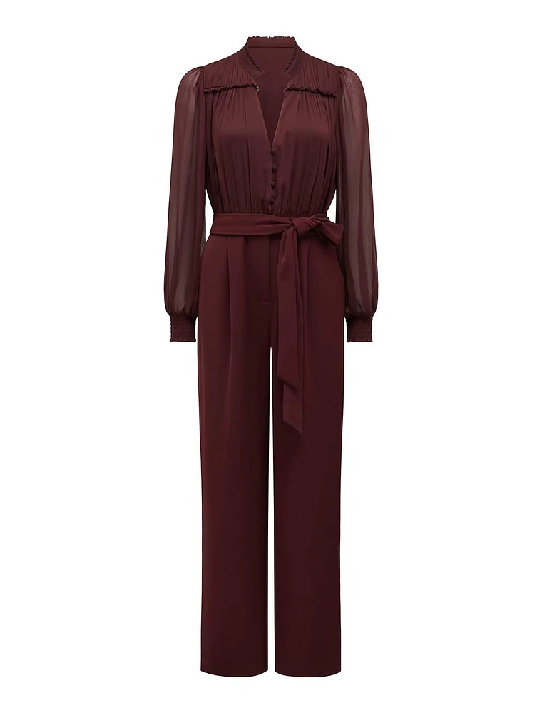 Claudette Long-Sleeve Jumpsuit in Dark Burgundy - Size 0 to 12 - Women's Jumpsuits