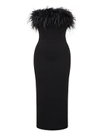 Vianna Feather Strapless Dress