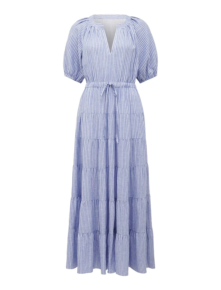 Gabbie Tiered Midi Dress Blue Stripe - 0 to 12 Women's Day Dresses