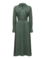 Piper Shirt Dress in Olive Green - Size 0 to 12 - Women's Midi Dresses