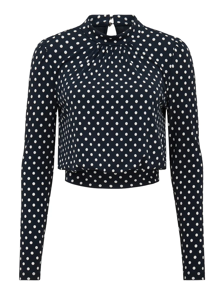 Beatrice High-Neck Spotted Top