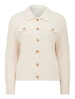 Cassie Cable Knit Cardigan White - 0 to 12 Women's Cardigans