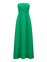 Romie Strapless Linen Dress Green - 0 to 12 Women's Maxi Dresses