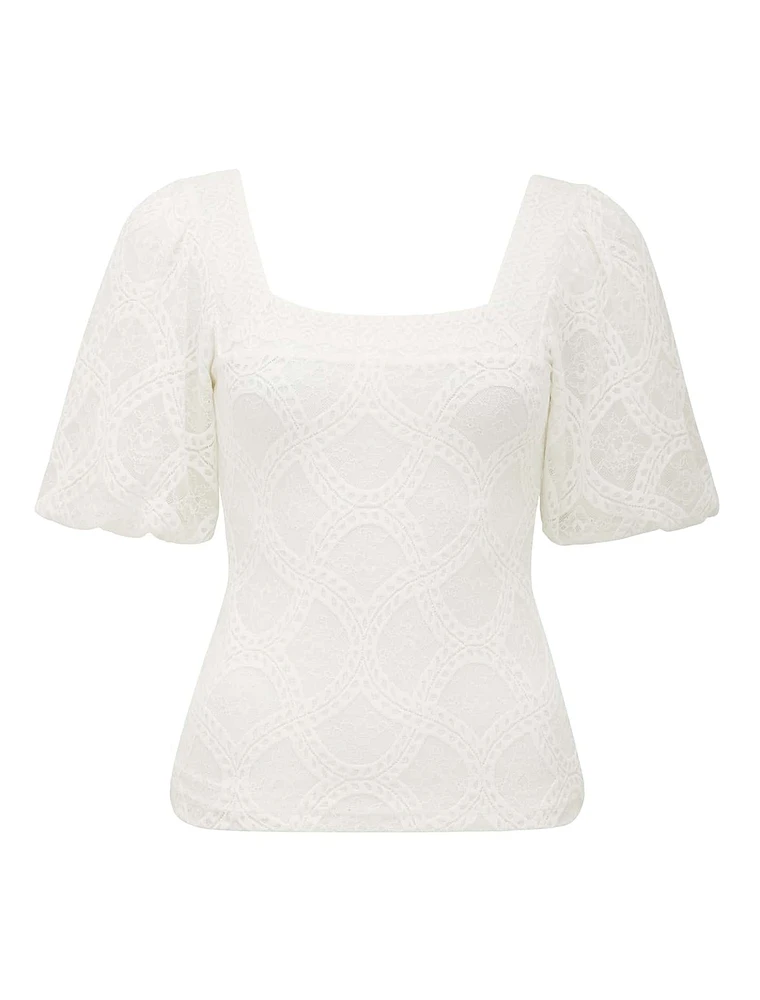 Rosemary Lace Square-Neck Top