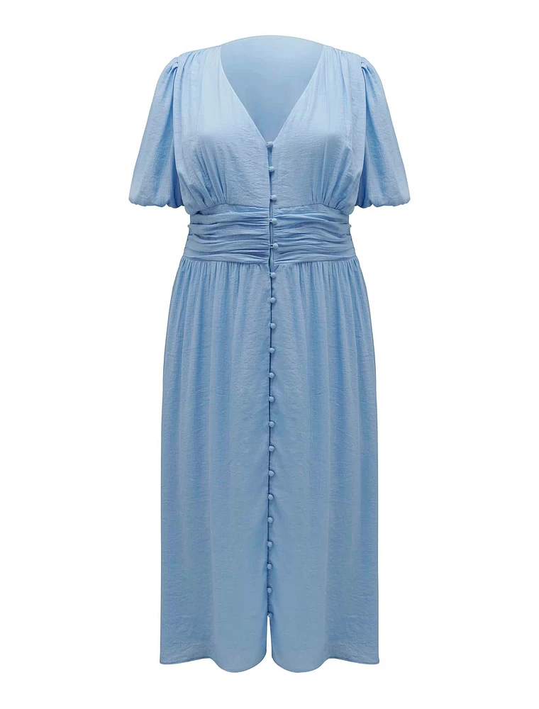 Annabel Curve Midi Dress Light Blue - 12 to 20 Women's Plus Day Dresses