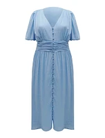 Annabel Curve Midi Dress Light Blue - 12 to 20 Women's Plus Day Dresses