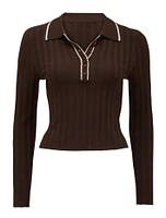 Edith Petite Knit Polo Top