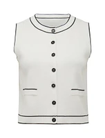 Blythe Button-Down Knit Tank White/Black - 0 to 12 Women's Tops