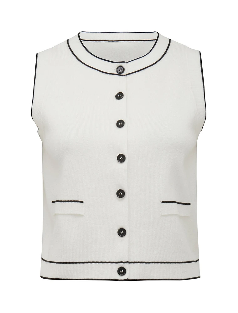 Blythe Tipped Button Through Knit Tank