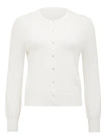 Morgan Crew-Neck Knit Cardigan White - 0 to 12 Women's Cardigans