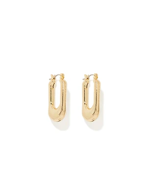 Gaze Gold Plated Drop Hoop Earrings in Gold - Women's Jewellery