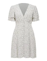 Pria Button-Down Mini Dress White Spot - 0 to 12 Women's Day Dresses