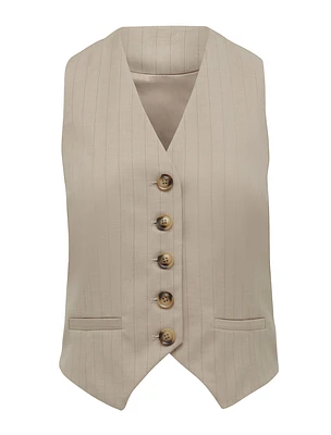 Taylor Waistcoat Beige Pinstripe - 0 to 12 Women's Waistcoats