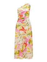 Elle One-Shoulder Midi Dress Bright Tropical Print - 0 to 12 Women's Day Dresses