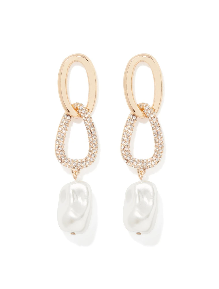 Signature Connor Crystal and Pearl Drop Earrings in Gold - Women's Jewellery