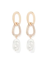 Signature Connor Crystal and Pearl Drop Earrings in Gold - Women's Jewellery