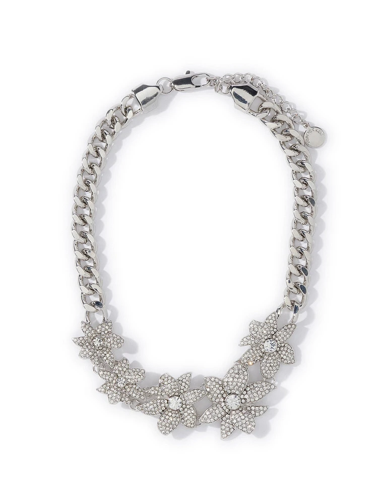 Signature Flo Flower Crystal Necklace in Silver - Women's Jewellery