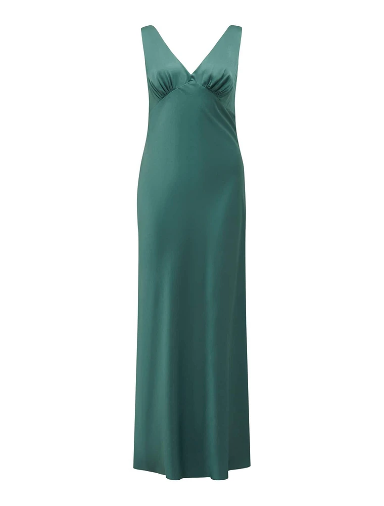 Cameron Petite V-Neck Satin Maxi Dress