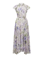 Freya Flutter-Sleeve Midi Dress Light Lilac Floral - 0 to 12 Women's Dresses