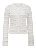 Melanie Pointelle Cardigan White - 0 to 12 Women's Outerwear