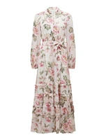 Sonia Ruffle Dress in Pink Floral Print - Size 0 to 12 - Women's Dresses