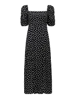 Hailee Puff-Sleeve Midi Dress Black Spot - 0 to 12 Women's Dresses