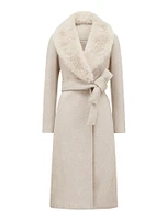 Monica Faux-Fur Collar Wrap Coat