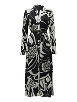 Janine Satin Midi Shirt Dress Abstract Print - 0 to 12 Women's Day Dresses