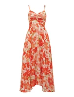 Jolie Ruched-Bodice Maxi Dress Red Floral Print - 0 to 12 Women's Dresses