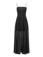 Brandy Ruched-Bodice Maxi Dress Black/White Spot - 0 to 12 Women's Event Dresses