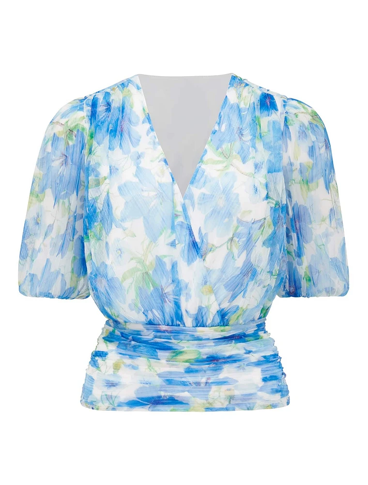 Wendall Wrap-Front Plisse Top